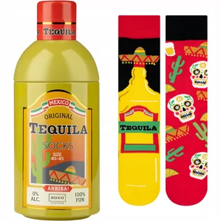 Skarpetki męskie - Skarpetki męskie kolorowe SOXO GOOD STUFF Tequila w butelce śmieszne bawełniane - grafika 1