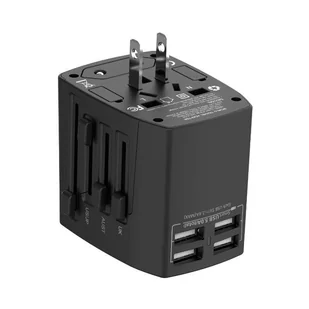 Budi - Ładowarka sieciowa w formie adaptera podróżnego, 4x USB (Czarny) - Ładowarki do telefonów - miniaturka - grafika 9