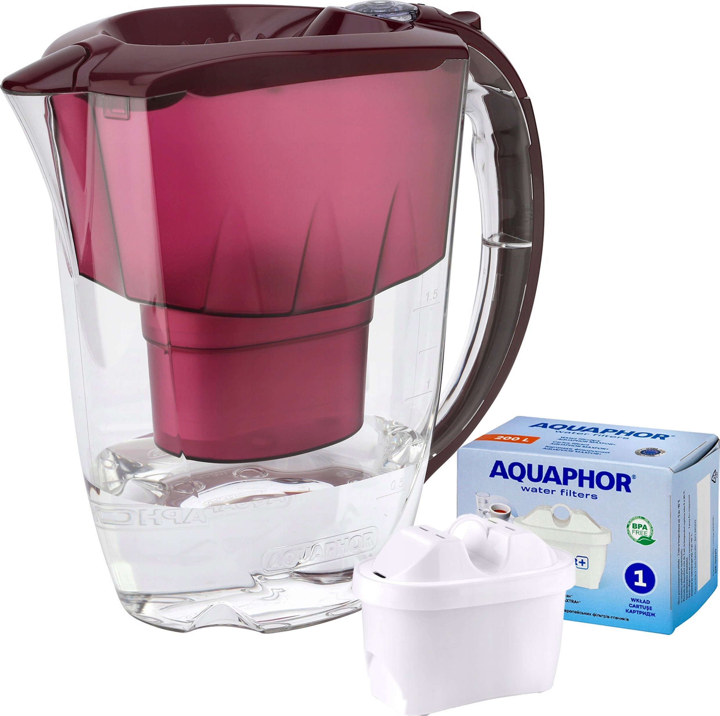 Dzbanek filtrujący Aquaphor Amethyst 2,8 l wiśniowy z filtrem maxfor B25
