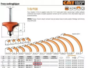 CMT FREZ ZAOKRĄGLAJĄCY Z ŁOŻYSKIEM HM R= 3 D=18,7 I=12,7 S=8 CMT938.187.11 - Frezy - miniaturka - grafika 1