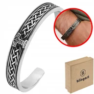 Bransolety męskie - Bransoletka męska BANGLA MŁOT THORA ornamenty elegancka STAL szlachetna - miniaturka - grafika 1
