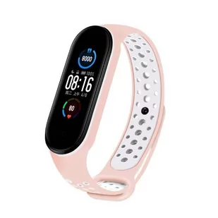 Hurtel Zamienna silikonowa opaska pasek do Xiaomi Mi Band 5 Dots różowo-biały - Etui i futerały do telefonów - miniaturka - grafika 1