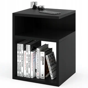 Szafka Nocna Czarna 32 CM Szerokość Bez Szuflad Stolik Nocny Nakastlik Loft - Szafki nocne - miniaturka - grafika 1