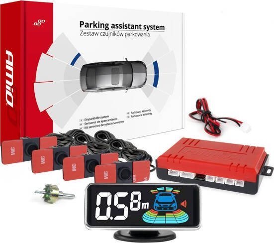 AMiO Czujniki parkowania cofania czarnw wewnętrzne LED 3D AMIO-03190
