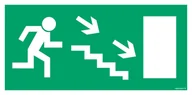 Systemy ekspozycyjne i znaki informacyjne - AC017 WYJŚCIE EWAKUACYJNE W PRAWO SCHODAMI W DÓŁ, TS - PŁYTA TD FOTOLUMINESCENCYJNA; (300X150MM) - miniaturka - grafika 1