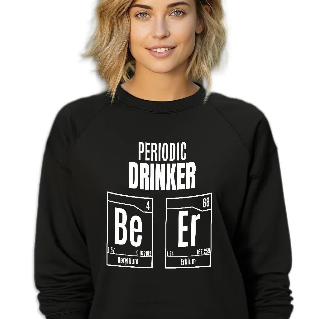 Bluza Czarna Damska Dresowa PERIODIC DRINKER Stylowa Modna Wzory Rozmiar L