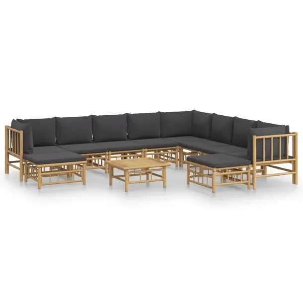 Zestaw Wypoczynkowy do Ogrodu z Bambusa: Stół 55x65x30cm, Sofy, Podnóżk