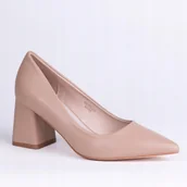 Czółenka - Czółenka damskie GOODIN GD-DO-223 skóra klasyczne aplikacja beż 40 - miniaturka - grafika 1