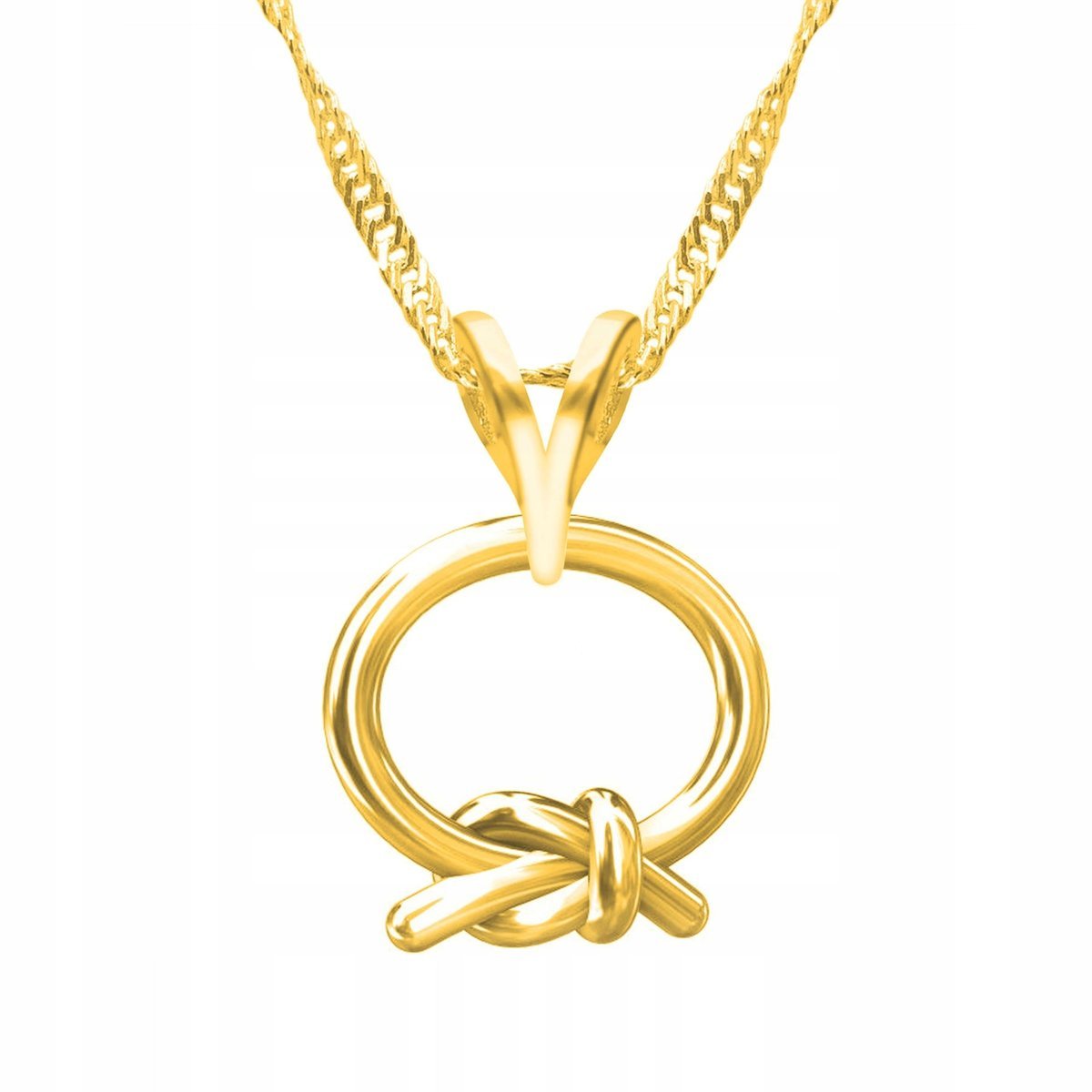 Złoty Naszyjnik Sznurek Pętelka Kółko Okrąg Symbol Love Pętla SREBRO 925