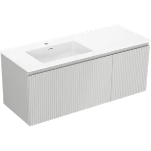 Mexen Rivel szafka łazienkowa 120 cm z umywalką Otis lewą, 1S, 1D, ryflowana, szara mat/biała mat - 91A23-12047-3-BBFF62-W18L01 - Szafki łazienkowe - miniaturka - grafika 1
