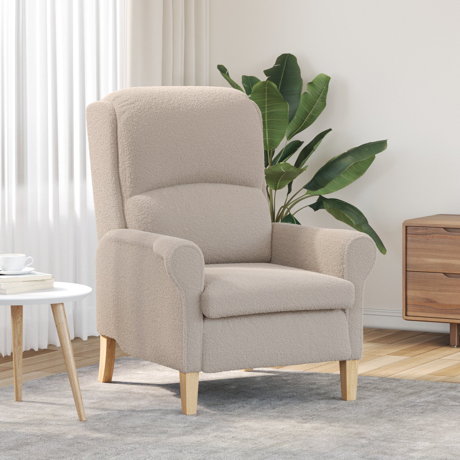 vidaXL Ergonomiczny fotel Jasnoszary Poliester, Drewno Standardowy
