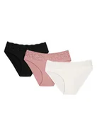 Majtki damskie - Majtki z wysokim stanem Plum 3-pak Esotiq beżowy, czarny, kremowy L - miniaturka - grafika 1
