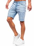 Spodenki męskie - Niebieskie krótkie spodenki jeansowe Denley 0470 - miniaturka - grafika 1