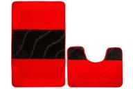 Dywaniki łazienkowe - Komplet 2-częściowy Łazienkowy Fiori Red Czerwony Czarny Pasy Fale-KOMPLET - miniaturka - grafika 1