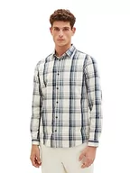 Koszule męskie - TOM TAILOR Męska koszula o regularnym kroju w kratę z bawełny, 32280-off White Teal Lilac Check, 3XL - miniaturka - grafika 1