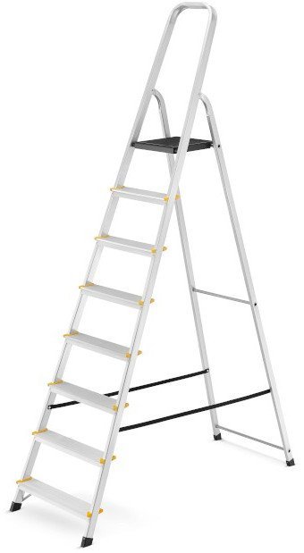 DRABEST Drabina aluminiowa, 8 stopni, wytrzymałość 150 kg I-1918