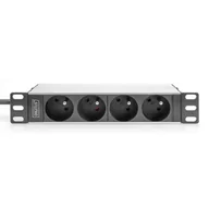 Listwy zasilające - DIGITUS Listwa zasilająca aluminiowa 1U PDU 254 mm 10inch rack mount 4x CEE 7/5 16A 4000W 250VAC 50/60Hz - miniaturka - grafika 1