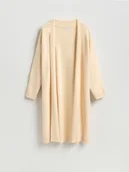Swetry damskie - Reserved - Długi kardigan z wiskozą - kremowy - miniaturka - grafika 1
