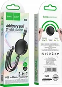 Kable USB - Kabel USB Hoco HOCO kabel 3w1 USB A do Lightnig / Micro USB / Typ C 2A X78 1 m czarny - miniaturka - grafika 1