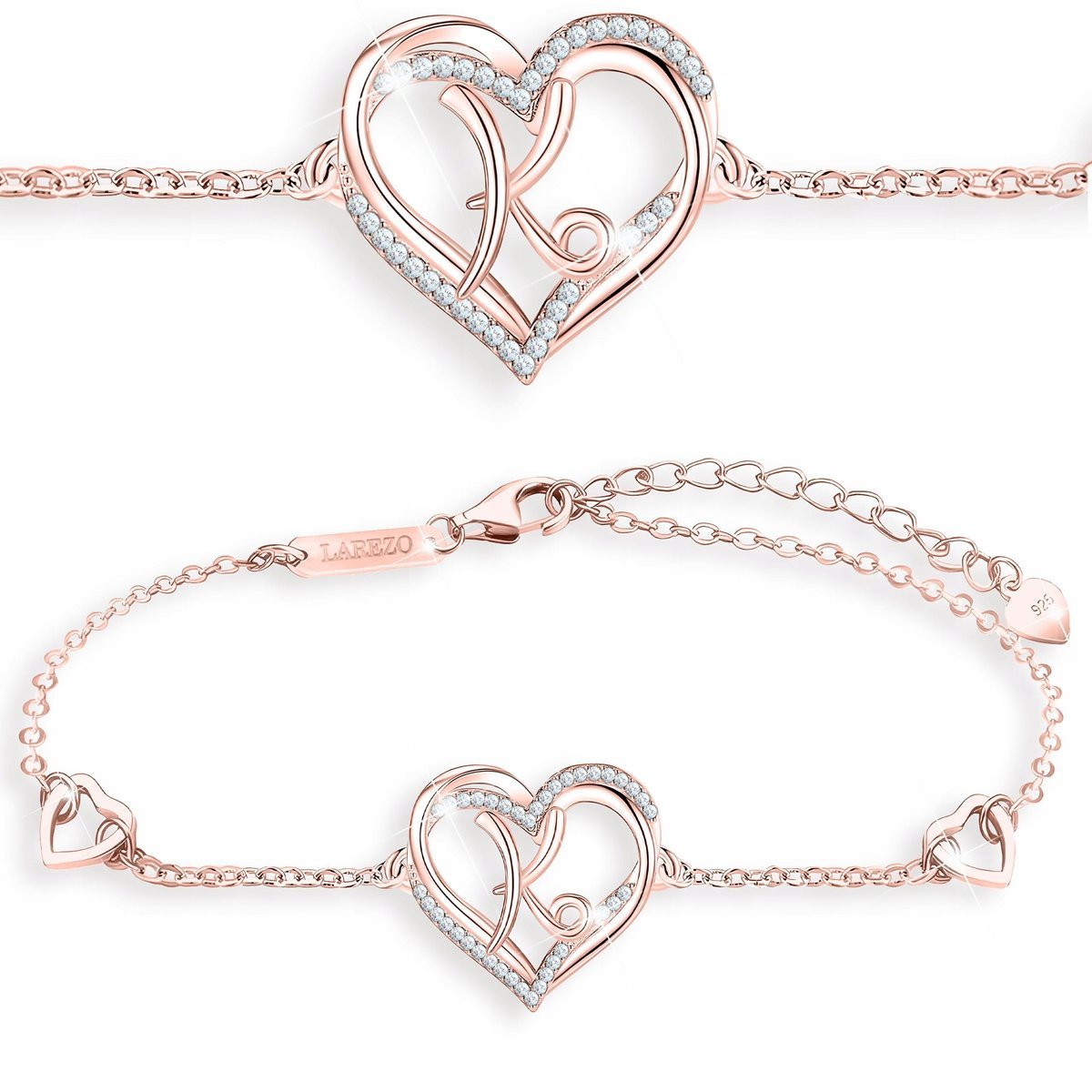 Bransoletka Pozłacana Serce Serduszko z Literą Literka Inicjał K SREBRO 925