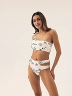 Stroje kąpielowe - Dół od bikini z wysokim stanem Firenze Esotiq kremowy M - miniaturka - grafika 1
