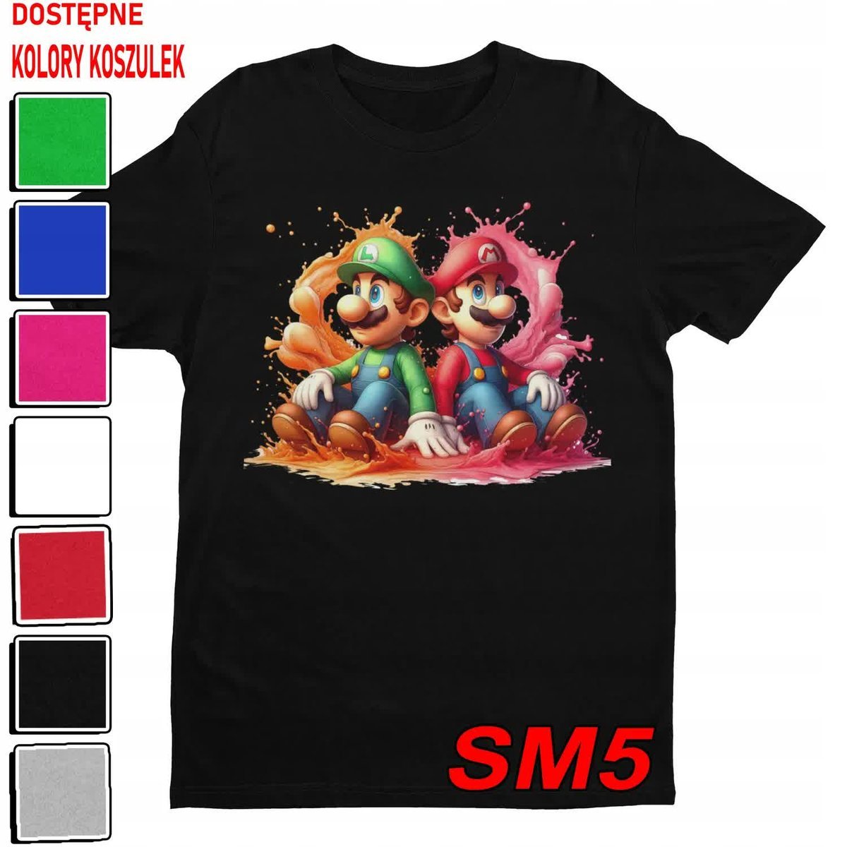 T-Shirt Koszulka Dziecięca Super Mario Bros Bajki Gry Luigi -M 134-140