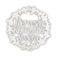 Zabawki kreatywne - Obręcz Kominijna Drewniana z napisem Pierwsza Komunia Święta 29cm - miniaturka - grafika 1