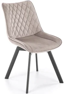 Beżowe welurowe krzesło pikowane z obrotowym siedziskiem - Giano - Krzesła Beżowe welurowe krzesło pikowane z obrotowym siedziskiem - Giano - Krzesła - miniaturka - grafika 1