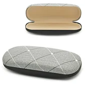 Akcesoria do okularów - Twarde etui na okulary szare w romby ET-110C - miniaturka - grafika 1