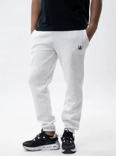 Spodnie Dresowe Męskie Bawełniane Jasne Szare Jigga Wear Black Crown M - Spodnie sportowe męskie - miniaturka - grafika 1
