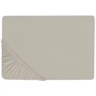 Prześcieradła - Bawełniane prześcieradło z gumką 200 x 200 cm beżowoszare JANBU - miniaturka - grafika 1