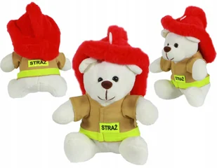 Miś Maskotka Strażak BIAŁ/PIASKO prezent dla Małych Bohaterów STRAŻ POŻARNA - Akcesoria motoryzacyjne - miniaturka - grafika 1