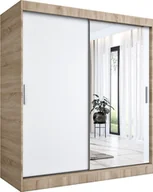 Szafy - MKPOL Szafa przesuwna MODUO COMFORT 180 dąb sonoma/biała mat z lustrem po prawej - miniaturka - grafika 1