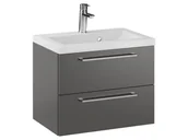 Szafki łazienkowe - Szafka Wisząca Z Umywalką RON 60 cm - Titan Mat - Uchwyty Chromowane - miniaturka - grafika 1