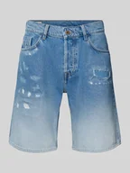 Spodenki męskie - Szorty jeansowe o luźnym kroju z przetarciami - miniaturka - grafika 1