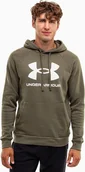 Bluzy męskie - Under Armour Bluza z kapturem kangurka męska Under Armour Rival Fleece Logo HD oliwkowa 1379758 390 L - miniaturka - grafika 1