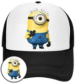 Czapki i chusty sportowe męskie - Czapka z Daszkiem Minionki Czarna z Nadrukiem Na Lato Siatka Bejsbolówka - miniaturka - grafika 1