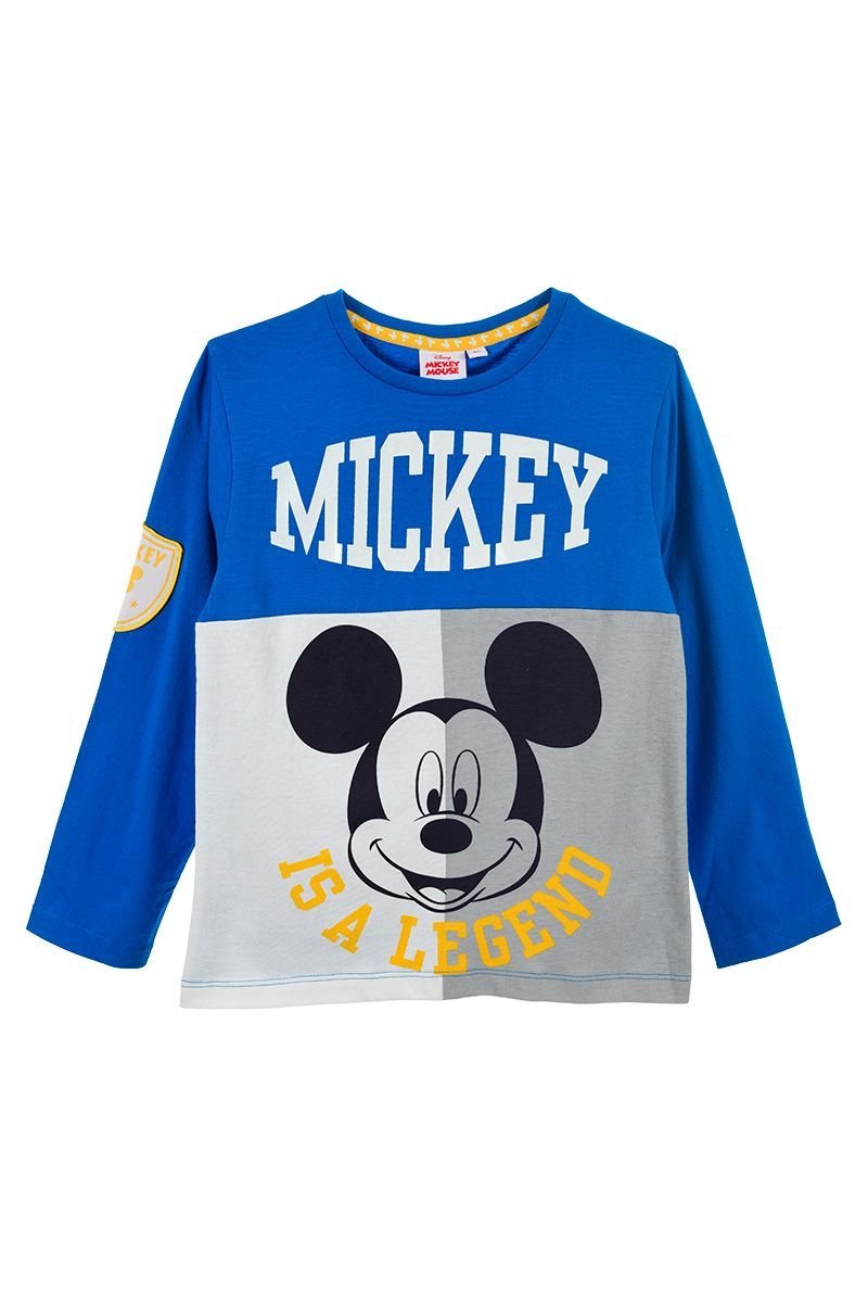 Bluzka dla chłopców, długi rękaw, Disney, Myszka Mickey, bawełna, kolor niebieski, rozmiar 116 cm