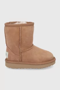 Buty dla dziewczynek - UGG Śniegowce zamszowe dziecięce kolor brązowy - Ugg - grafika 1
