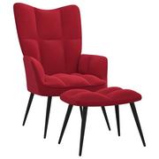 Fotele - vidaXL Fotel z podnóżkiem winna czerwień obity aksamitem 328089 - miniaturka - grafika 1