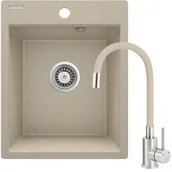 Zlewozmywaki z baterią - Zlewozmywak DEANTE Corio ZRC P7103 Piaskowy + bateria stojąca - miniaturka - grafika 1