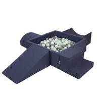 Suche baseny - KiddyMoon Piankowy plac zabaw PPZP-KW30D-115 z piłeczkami granatowy: biały-szary-mięta basen 200/klin L/rampa L/półwałek L/schodek - miniaturka - grafika 1