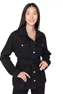 Koszule damskie - Trendyol Damska koszula z kołnierzykiem, jednokolorowa, regularna, kurtka, antracyt, L, Antracyt - miniaturka - grafika 1