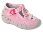 Buty dla dziewczynek - Kapcie dziewczęce różowe Befado 110P374 domowe do przedszkola na zapinki-21 - miniaturka - grafika 1