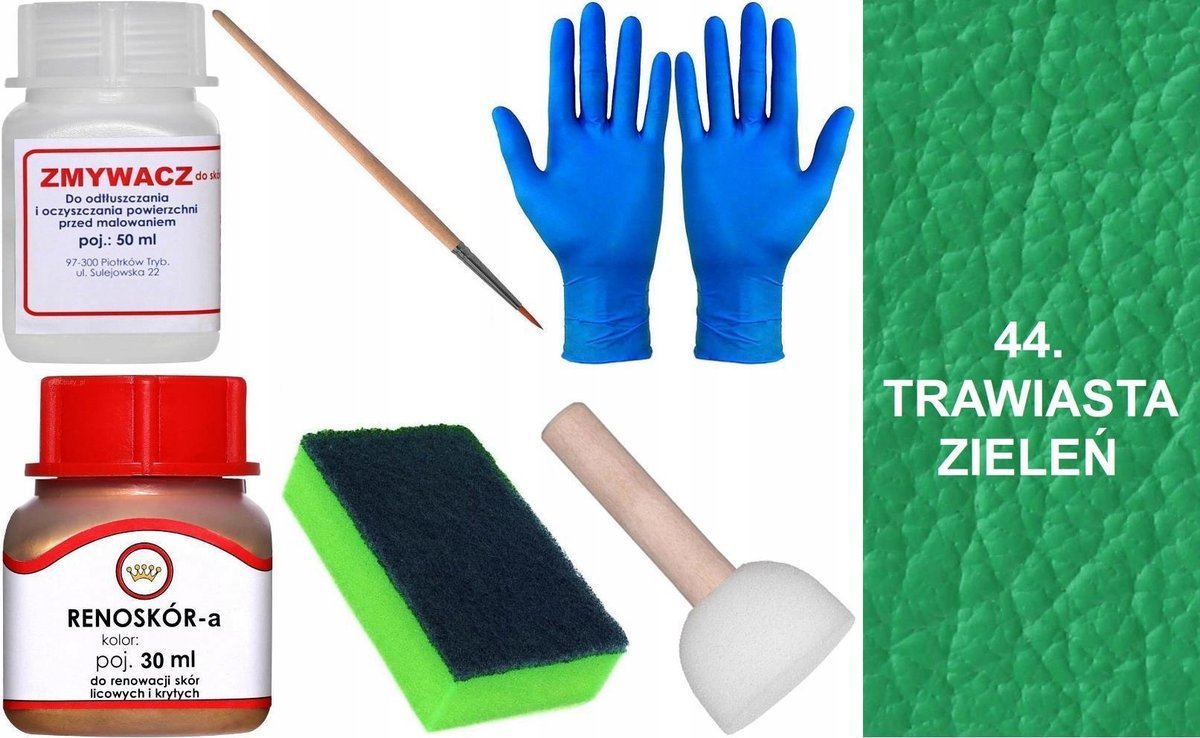 TRAWIASTA ZIELEŃ 44 Renoskór ZESTAW DO RENOWACJI SKÓRY BUTÓW Farba Zmywacz