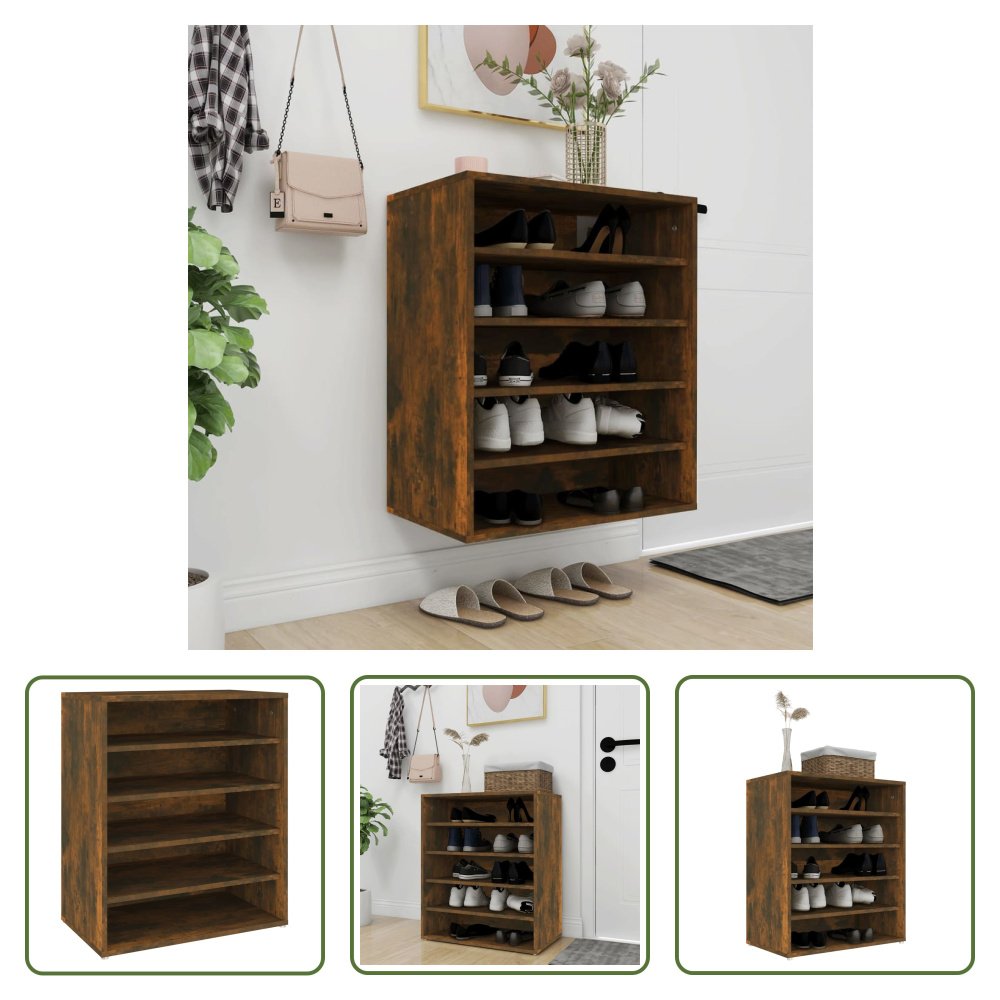 The Living Store Szafka na buty dąb wędzony 60x35x70 cm materiał drewnopochodny