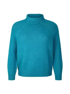 Swetry damskie - TOM TAILOR Damski Sweter ze stójką w rozmiarze plus size 1035821, 13222 - Pastel Teal, 44 - grafika 1