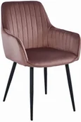 Krzesła - Różowe tapicerowane krzesło welurem z podłokietnikami T8-M13 - miniaturka - grafika 1