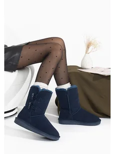 Gooce Skórzane kozaki zimowe "Hubbard" w kolorze granatowym - Kozaki damskie - miniaturka - grafika 1
