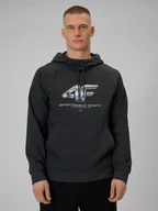 Bluzy męskie - 4F Bluza dresowa nierozpinana z kapturem męska - szara XXL - miniaturka - grafika 1